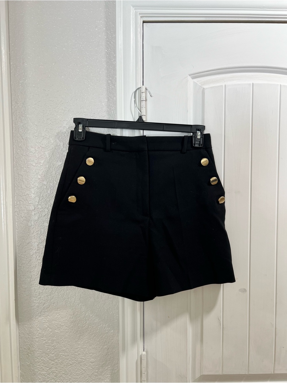Zara Black High-Waist Shorts with Gold Buttons
